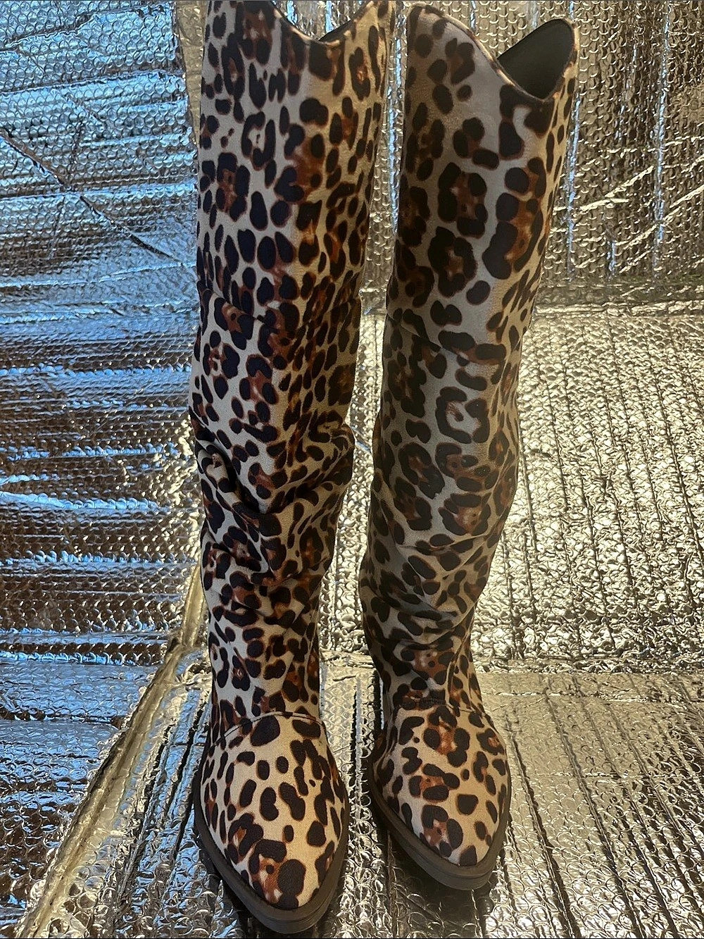 Leopard Over-the-Knee Heeled Boots US 10 Like New